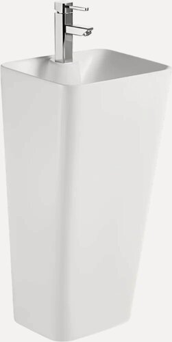 Изображение товара Раковина напольная Ceruttispa Dorris 7830 43 фарфоровая, раковина для ванной, белая, глянцевая, прямоугольная, со встроенным сливом-переливом