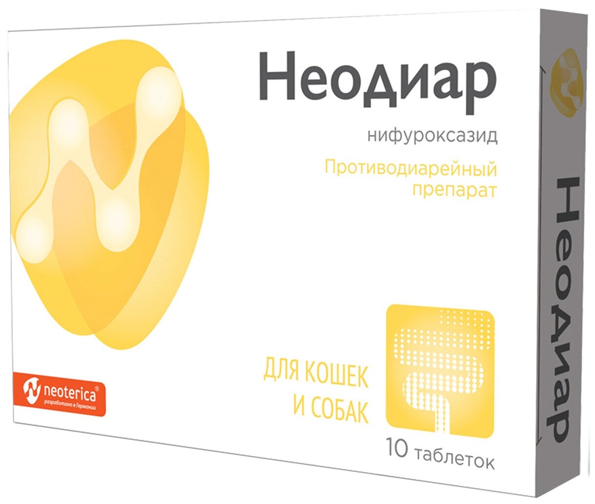 Препарат Neoterica "Неодиар" для лечения диареи у собак и кошек 10 табл.