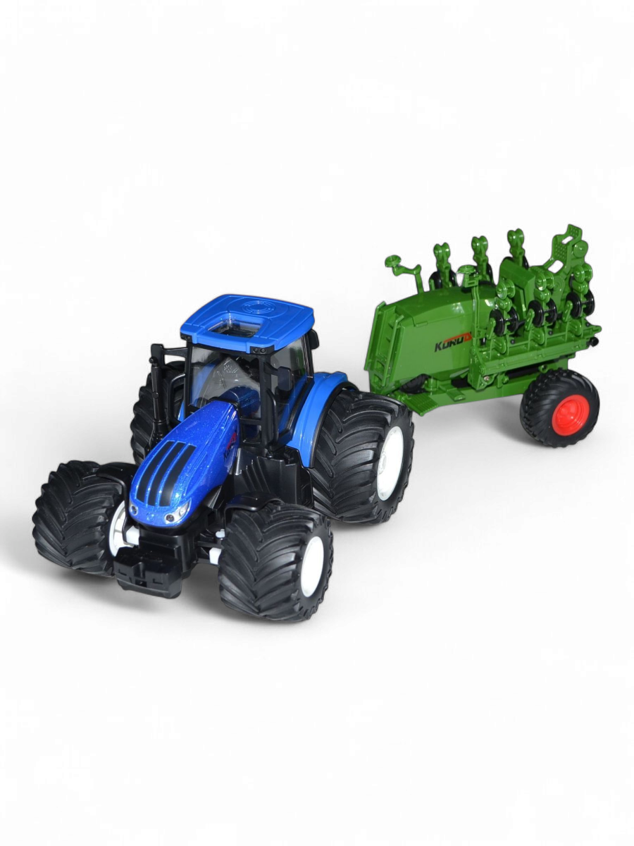 Радиоуправляемый фермерский трактор с зерновой сеялкой, мет. кузов, широкие колеса 6CH масштаб 1:24