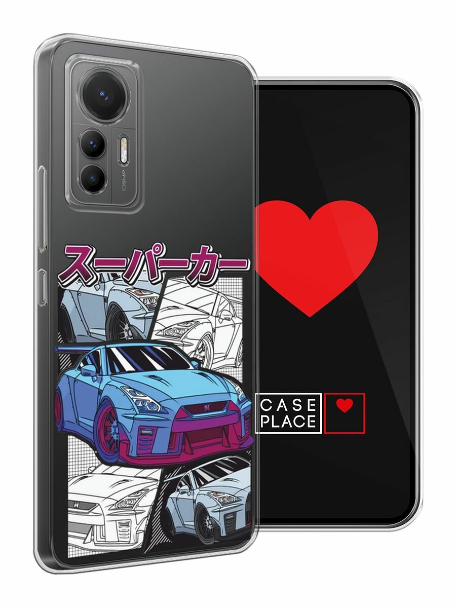 Чехол на Xiaomi 12 Lite / Сяоми 12 Лайт с принтом "JDM коллаж", прозрачный — фото 1