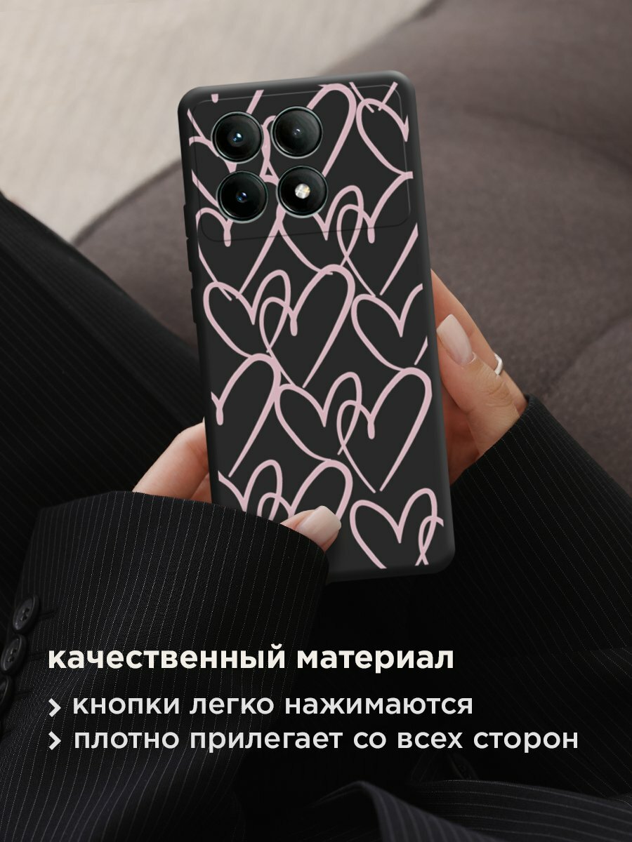 Чехол на Xiaomi Poco X6 PRO 5G / Поко x6 pro с принтом "Hearts doodle pink 1" — фото 1