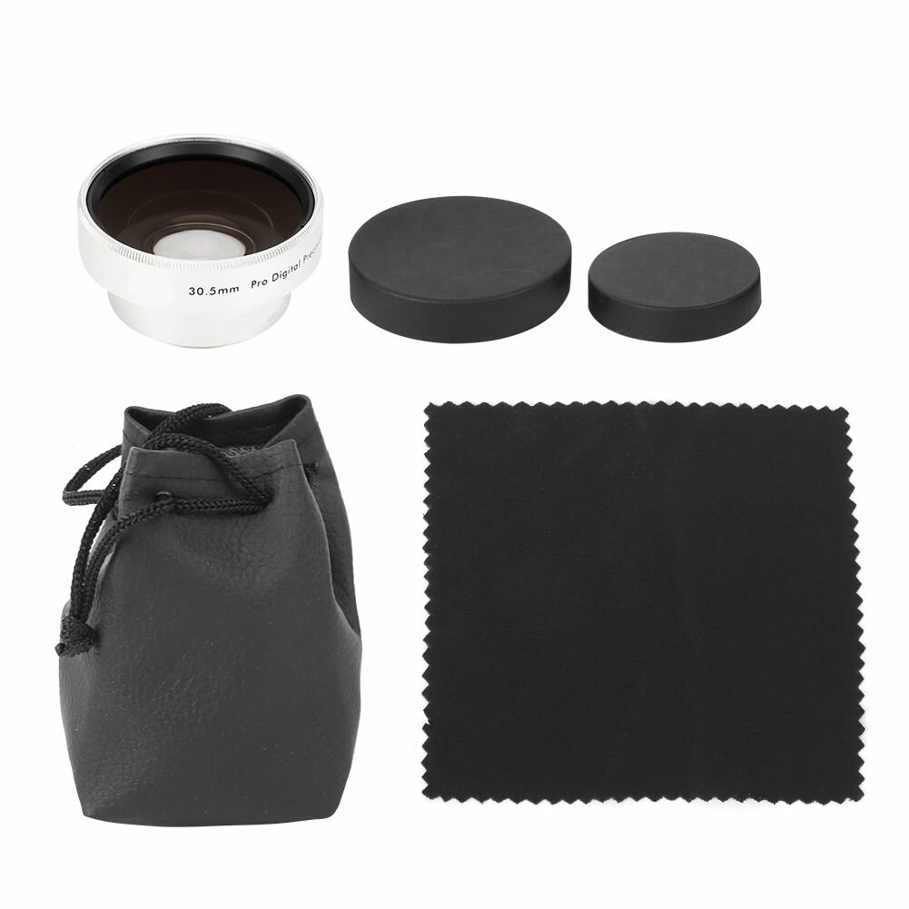 Дополнительный широкоугольный объектив с оптическим стеклом 045X для объективов камер 305 мм серебряное увеличение совместим с цифровыми зеркальными и беззеркальными фотокамерами