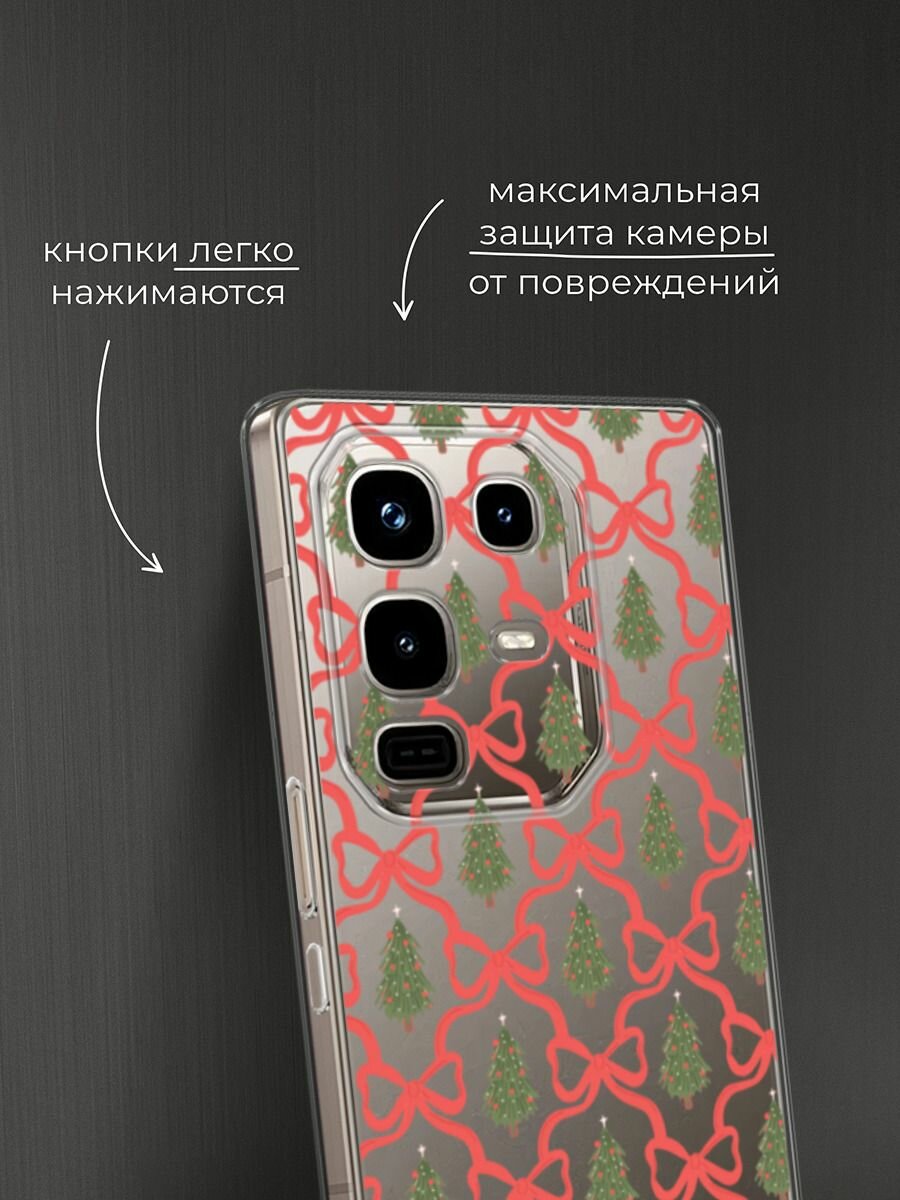 Чехол на Infinix Note 50 Pro / Инфиникс Нот 50 Про с принтом "Елка паттерн 2", прозрачный — фото 1