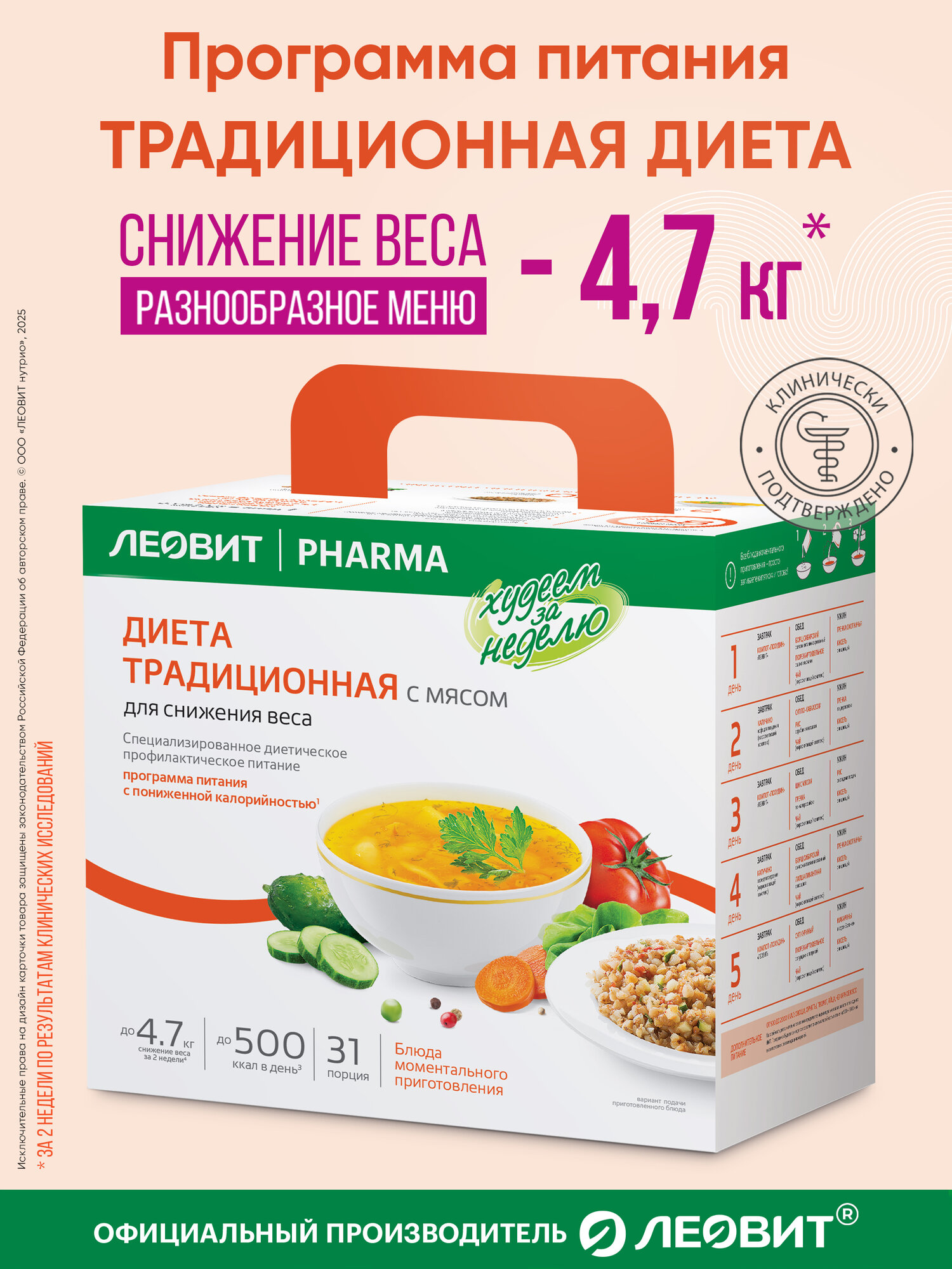 Традиционная диета с мясом 31 блюдо для снижения веса кейс Худеем за неделю Леовит программа питания для похудения
