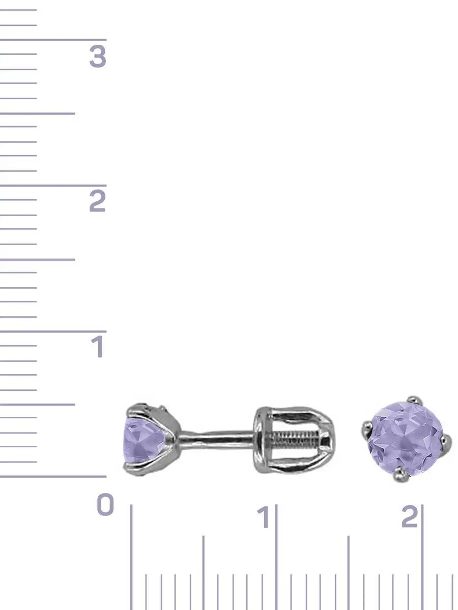 Серьги пусеты VALTERA, серебро, 925 проба, родирование, циркон, , серебристый — фото 1