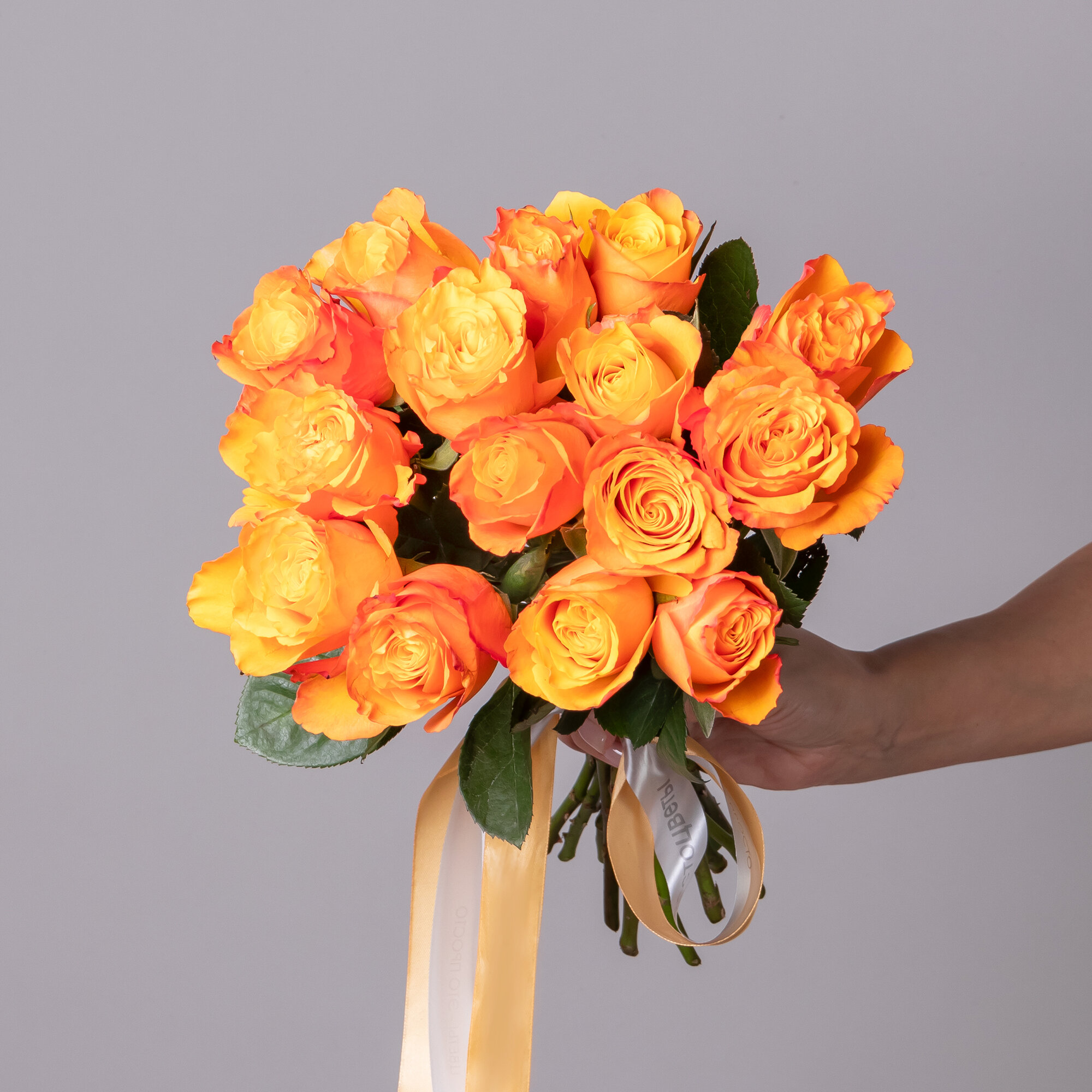 Букет из оранжевых роз 15 шт Высота 40 см Премиум от "Простоцветы"