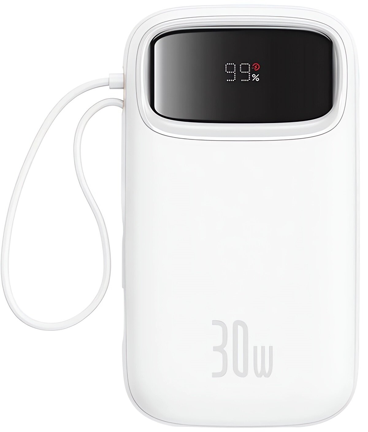 Внешний аккумулятор Baseus QPow 2 Digital Display with Type-C Cable 30W 20000mAh Moon White