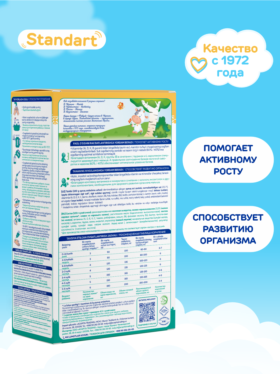 Смесь молочная Malyuk Standard 1, для детей, от колик, запоров, сухая, 300 г — фото 1