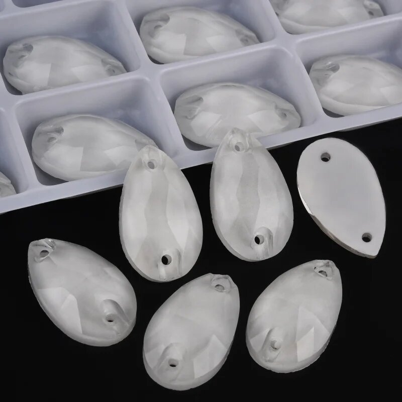 GemStone стеклянные каплевидные стразы для декора 11x18mm---28pcs Белый