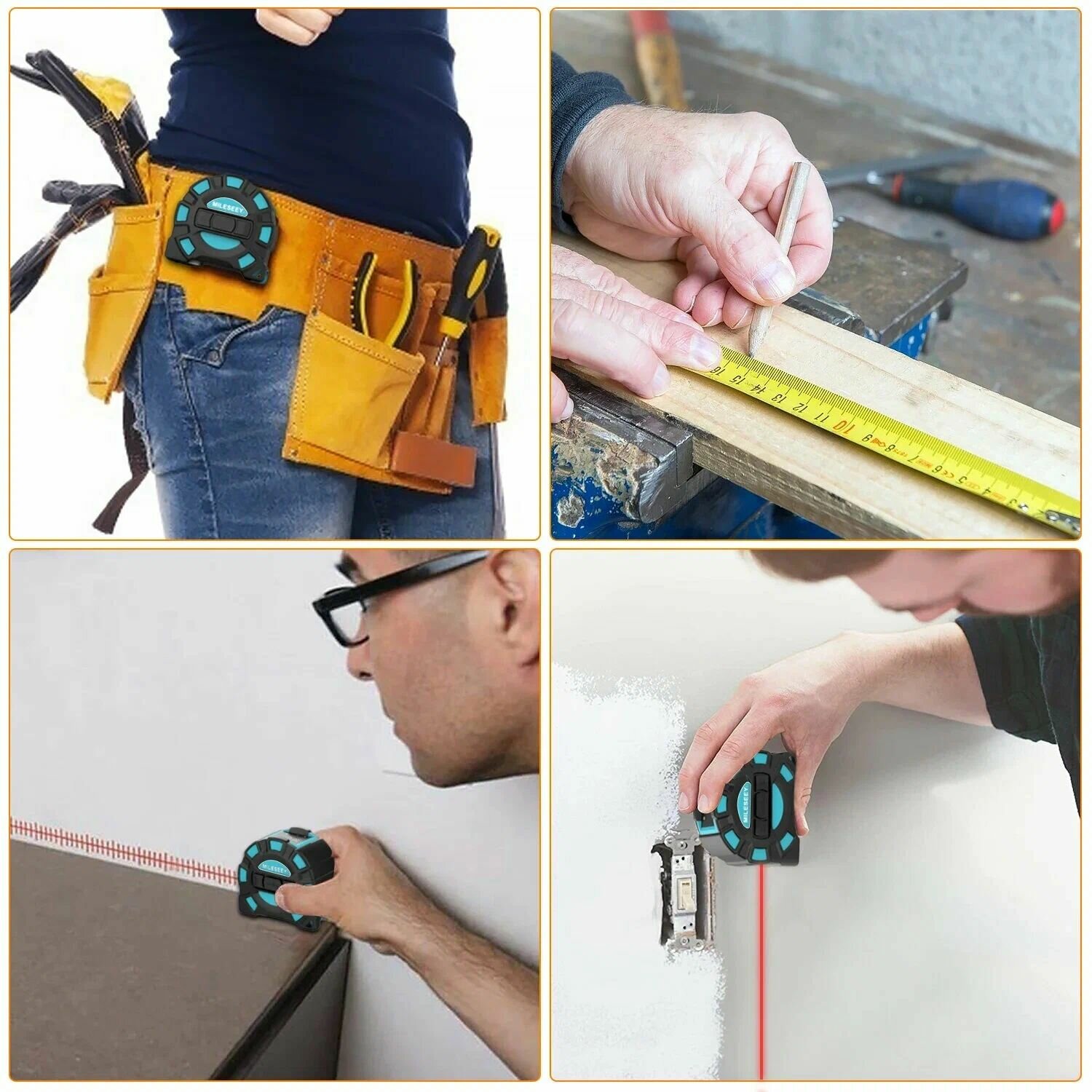 Рулетка лазерная Xiaomi Mileseey DT11 Laser Tape Measurer 2 in 1 оранжевая 40М (EU)