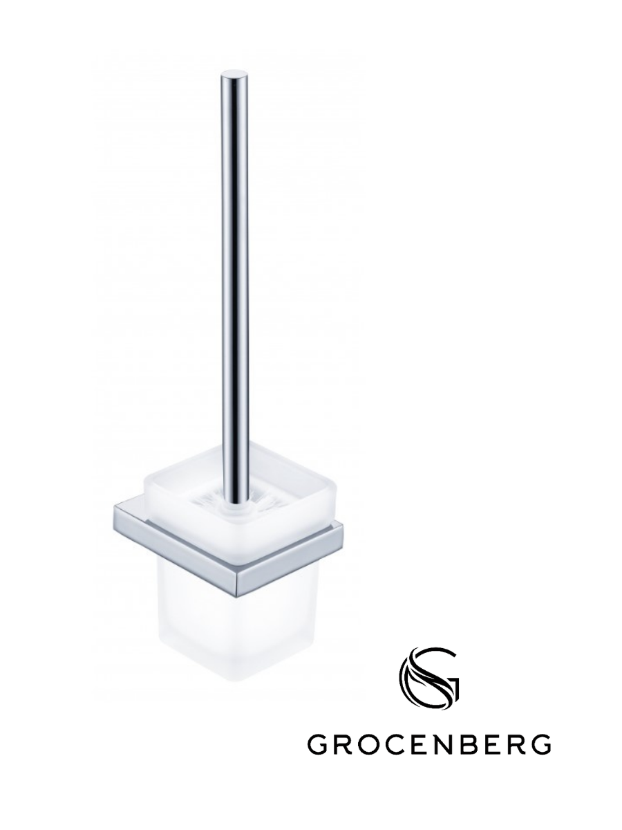 Ершик для унитаза подвесной Grocenberg латунь/стекло матовое хром