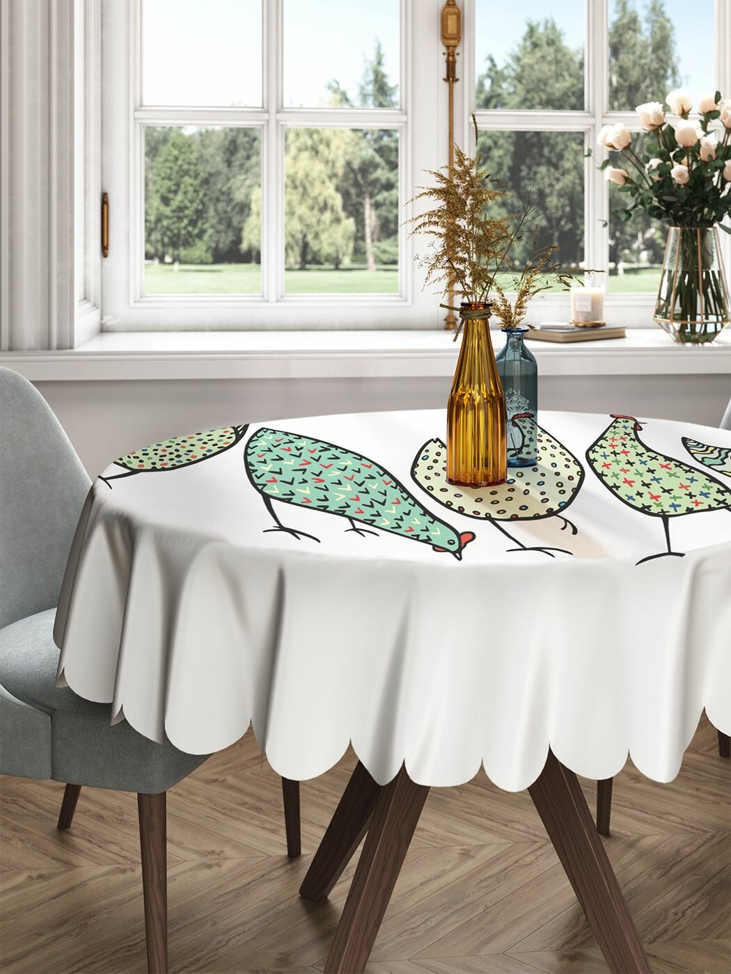 Скатерть на круглый стол с рисунком 