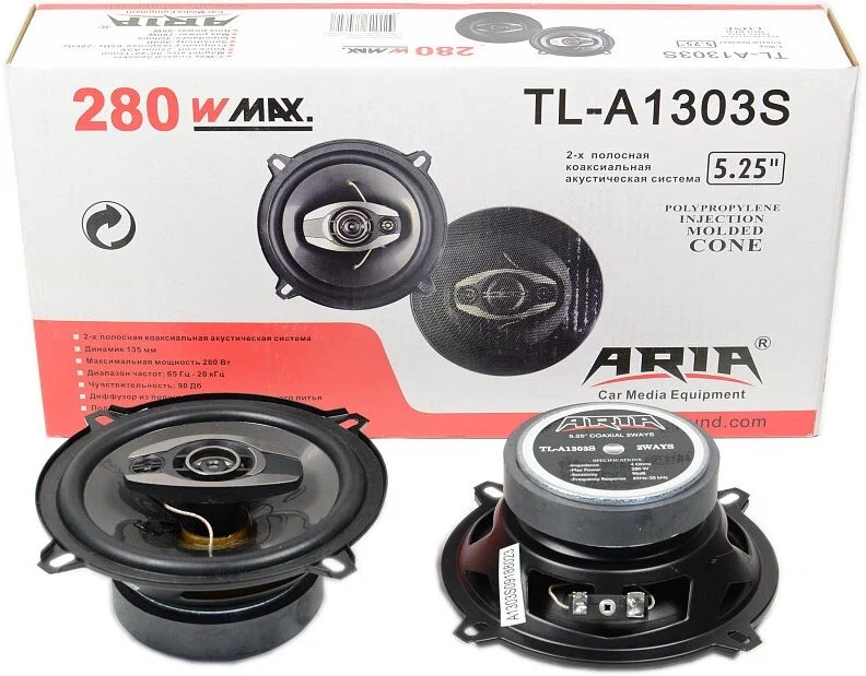 Колонки автомобильные ARIA TL-A1603S, 16,5 см, коаксиальные трёхполосные, 2 шт.