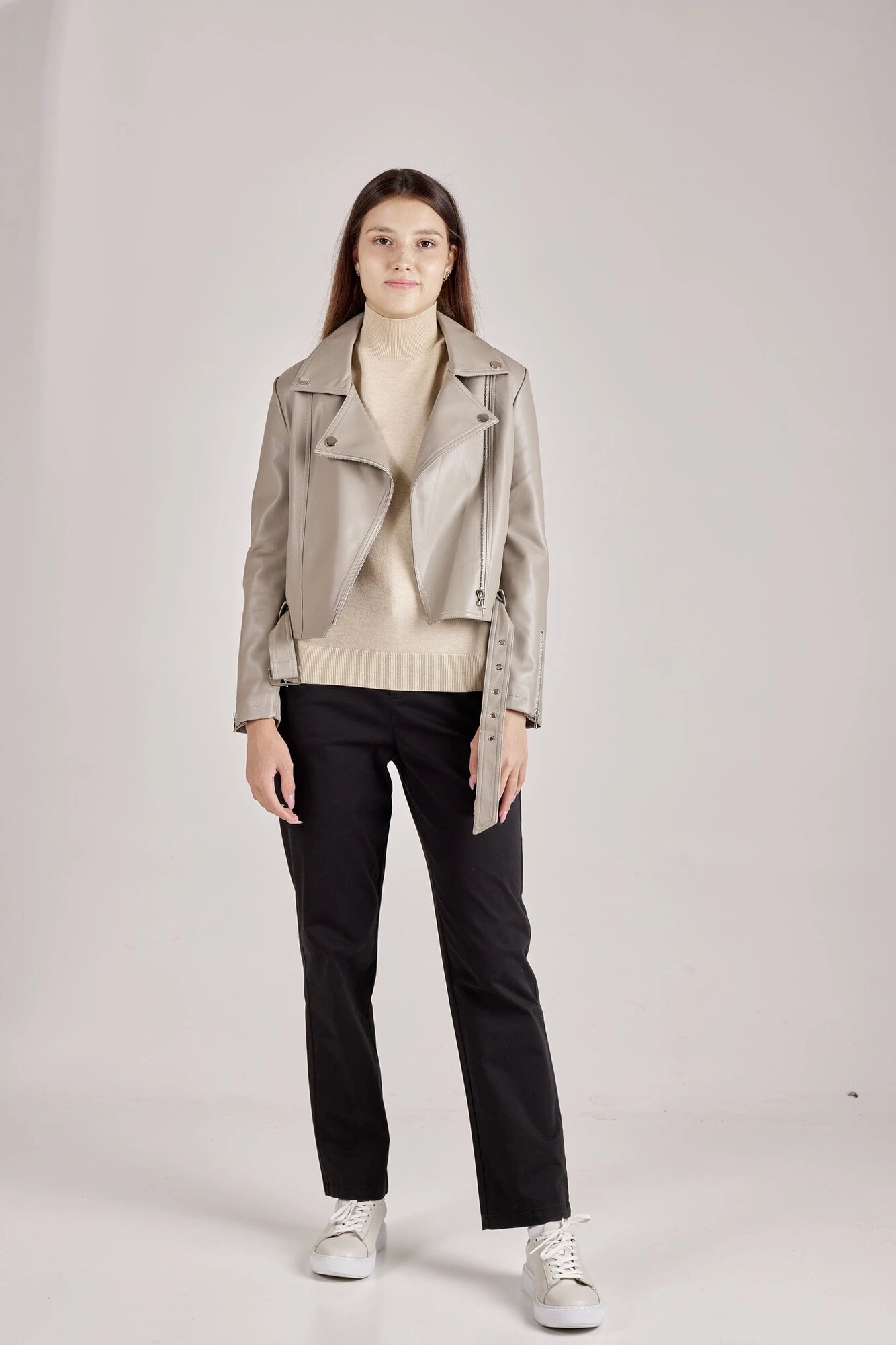 Куртка кожаная Selfie, размер S, бежевый — фото 1