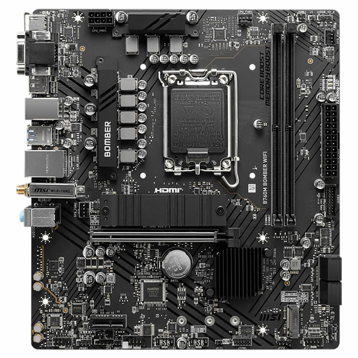 Материнская плата MSI B760M BOMBER WIFI, LGA1700, Intel B760, Micro-ATX, RTL (DDR5 B760M BOMBER WIFI)