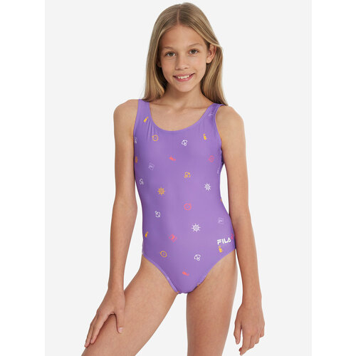 фото Купальник fila girl's aop swimsuit, размер 152, фиолетовый