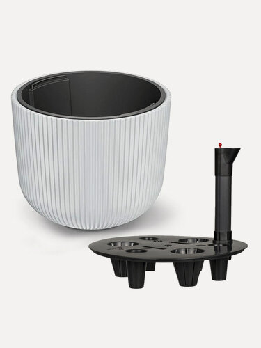 Изображение товара Кашпо с автополивом и вставкой для цветов, напольное, Prosperplast Milly, 31 л, белый + система для автополива WR5