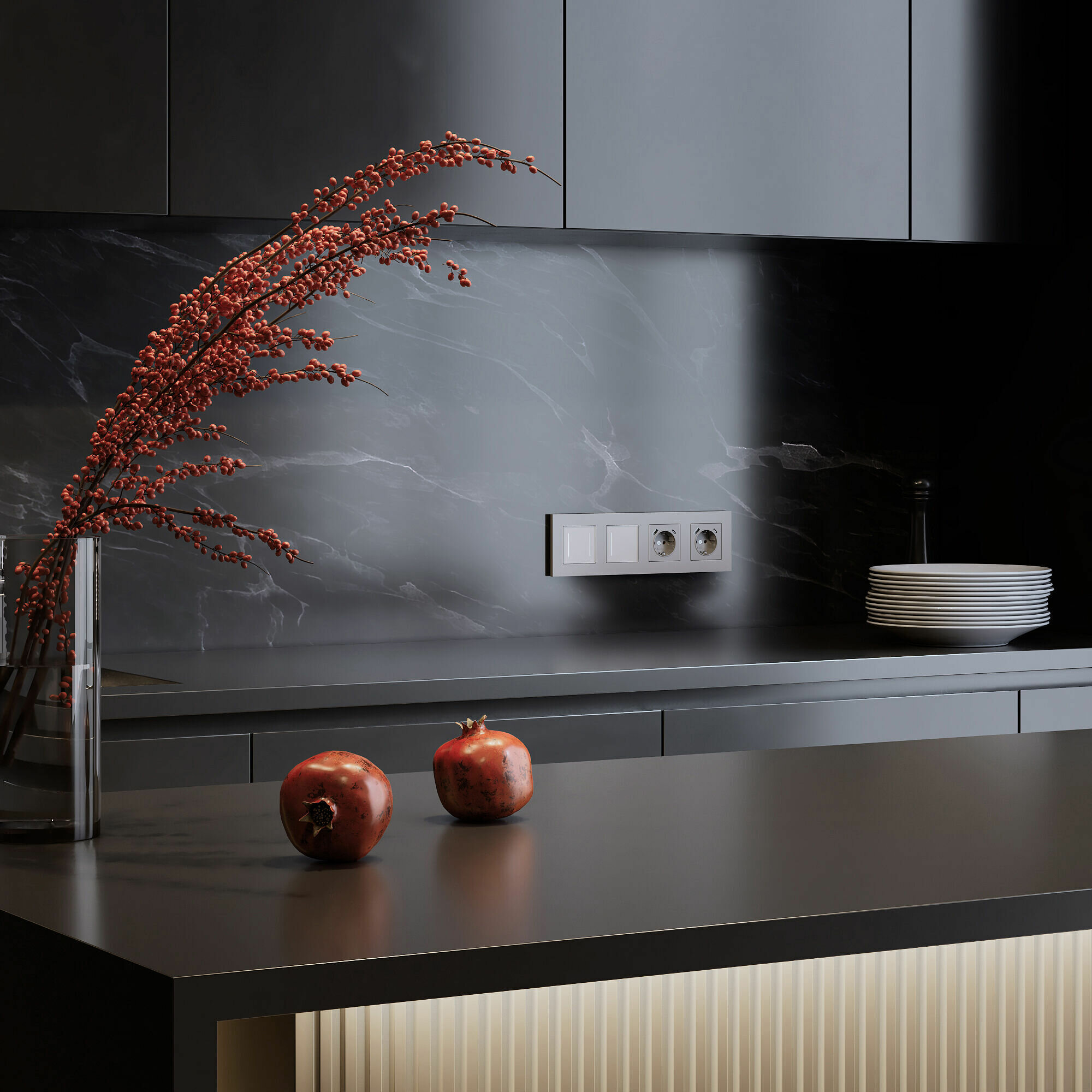 Рамка на 4 поста Werkel Slab (Серебро soft) — фото 1