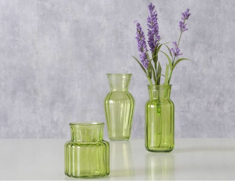Набор декоративных ваз опалин стекло зелёный 9-16 см 3 шт Boltze 2053840