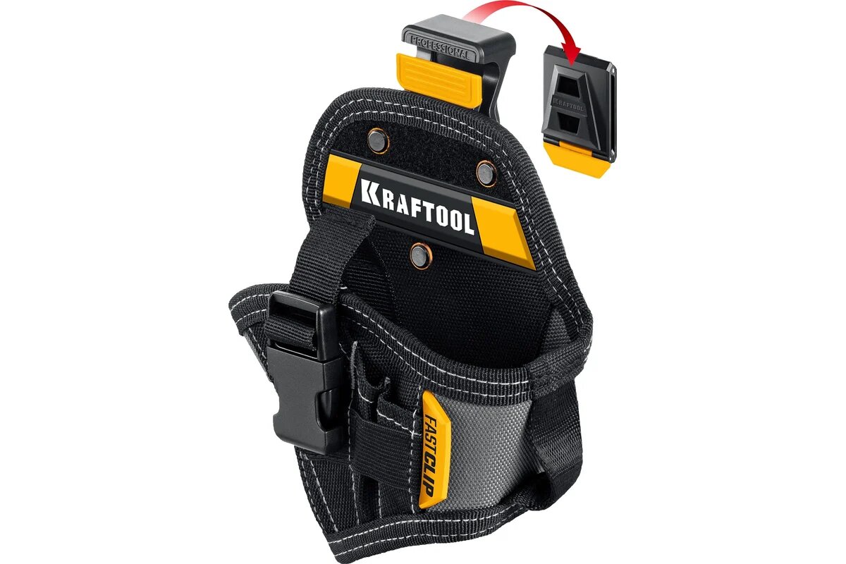 Кобура для компактного шуруповерта с быстросъёмным креплением KRAFTOOL FastClip KH-5C  5 карманов и петель 38770
