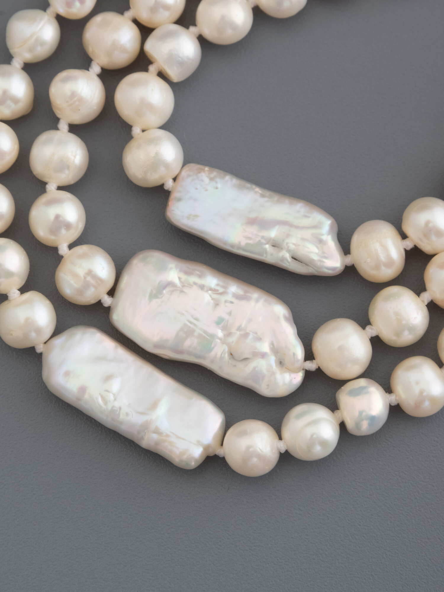 Бусы ЖемАрт, жемчуг культивированный, жемчуг пресноводный культивированный, белый/золотистый — фото 1