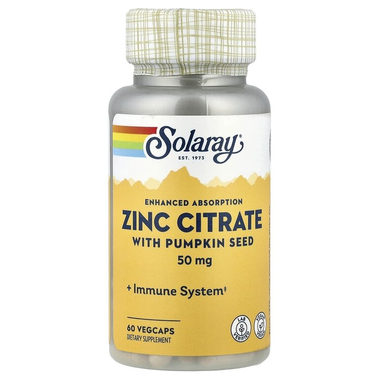 Solaray Zinc Citrate 50 mg with Pumpkin SEED (Цитрат цинка 50 мг) 60 вег капсул (SOLARAY)