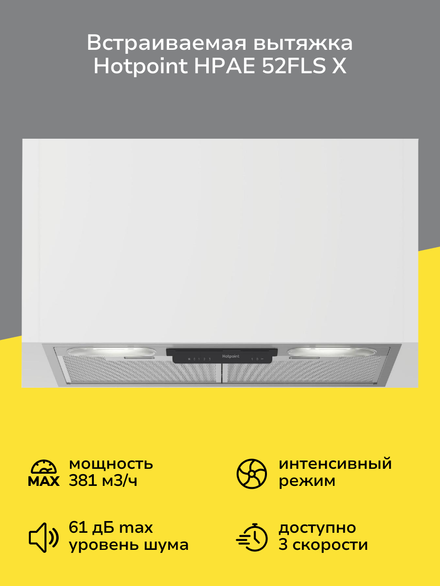 Вытяжка полностью встраиваемая Hotpoint HPAE 52FLS X