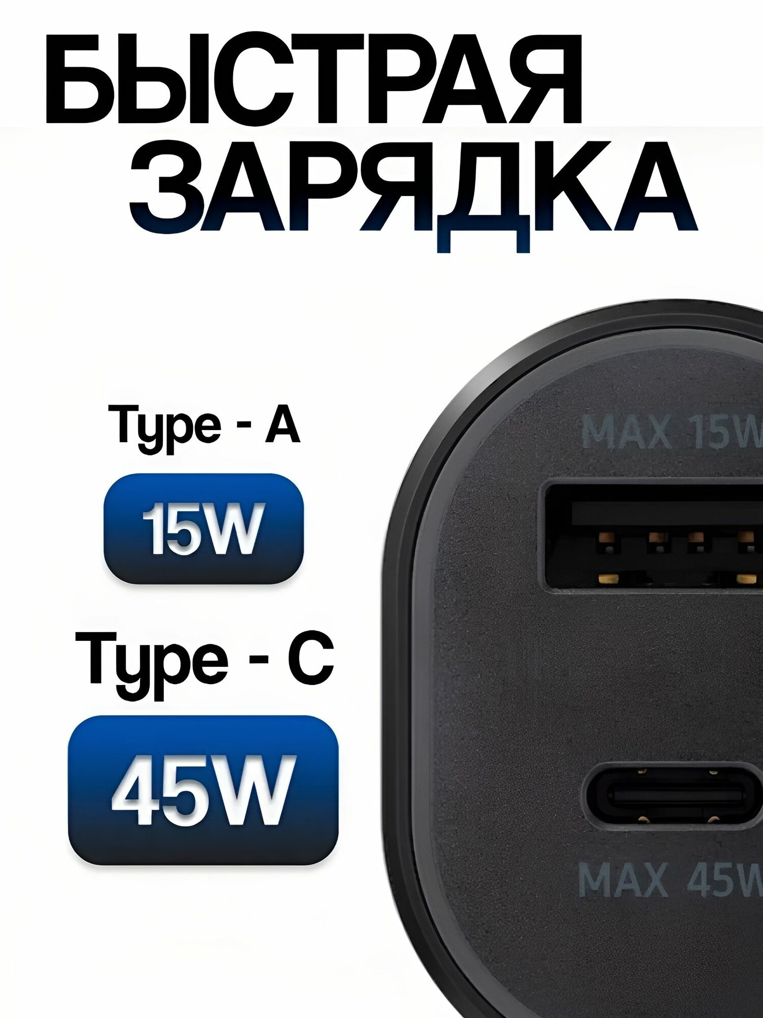Автомобильное зарядное устройство для Samsung 45 W Быстрая зарядка для телефона