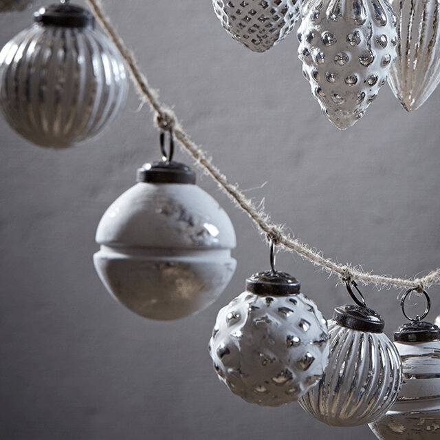 Гирлянда из стеклянных шаров Фантазия 120 см белая Kaemingk 191239-1