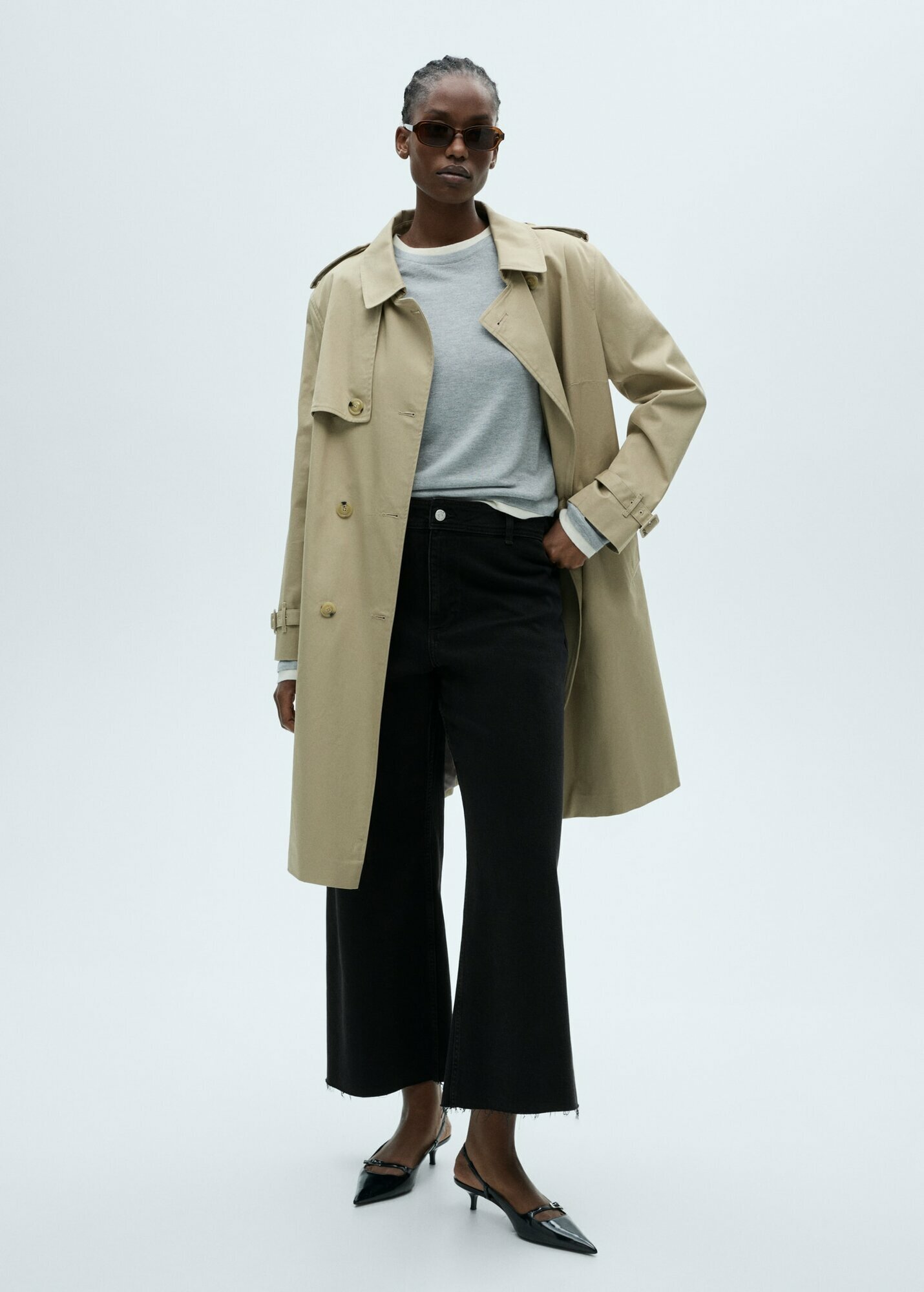 Джинсы кюлоты MANGO CATHERIN, размер 36 EU, серый