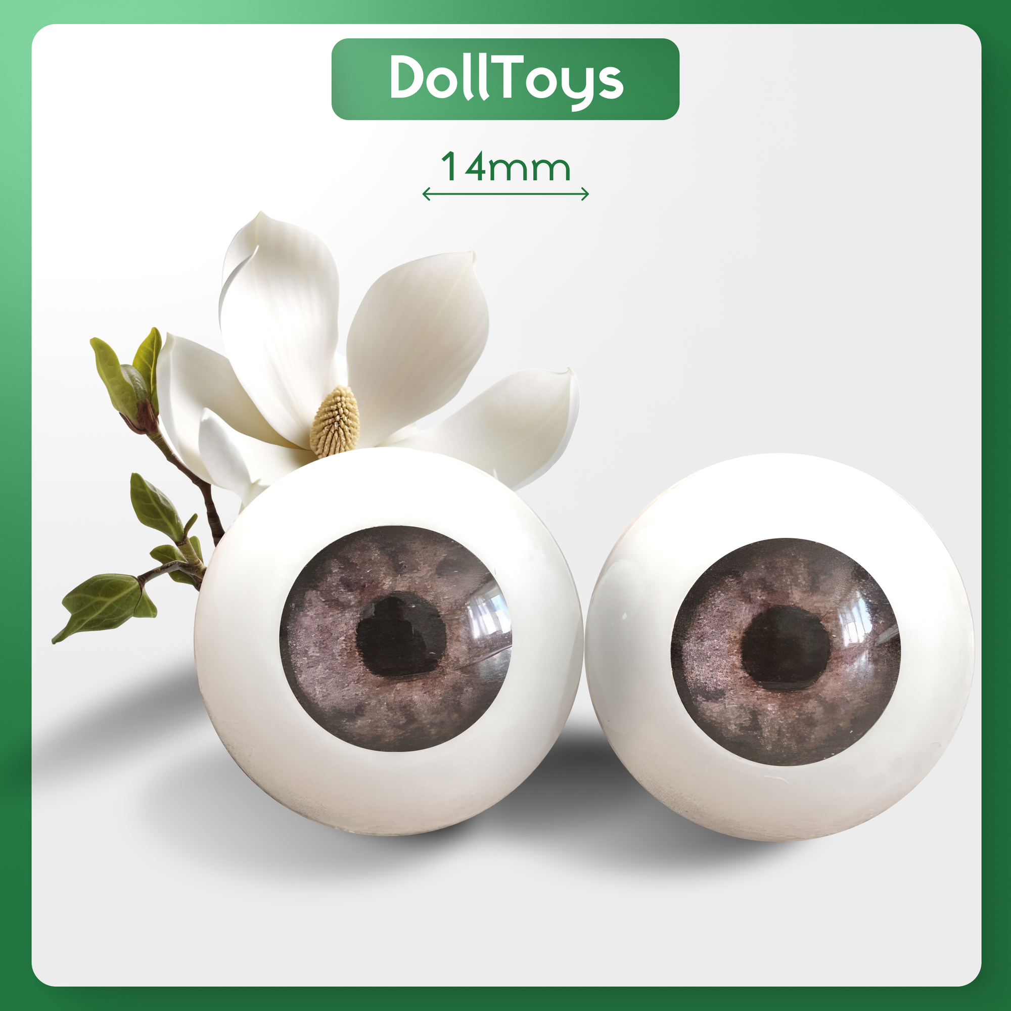 Глаза акриловые для кукол и игрушек круглые 14 мм, цвет темно-серый