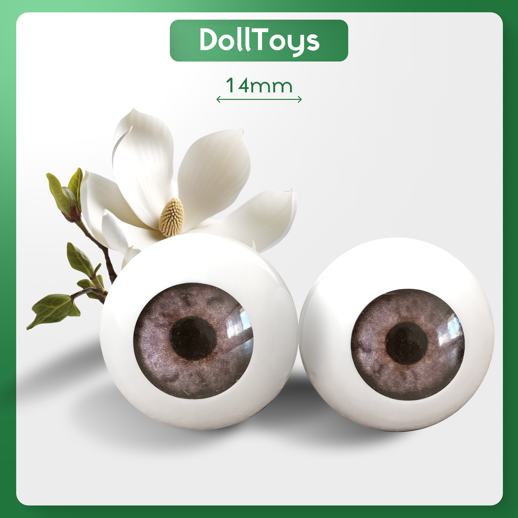 Глаза акриловые для кукол и игрушек круглые 14 мм, цвет светло-серый