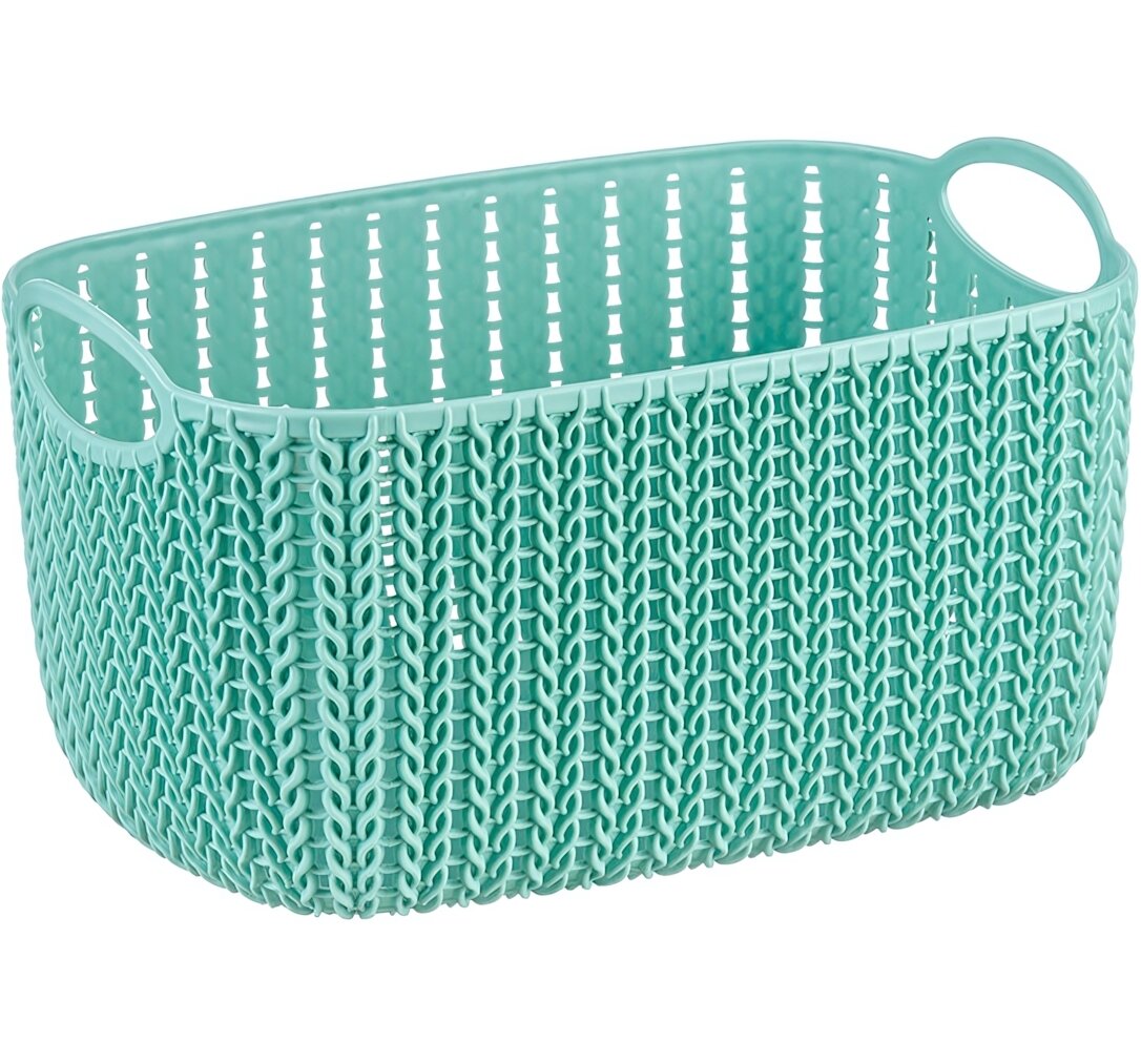 Корзинка для хранения 7л фисташковая удобные ручки пластиковая