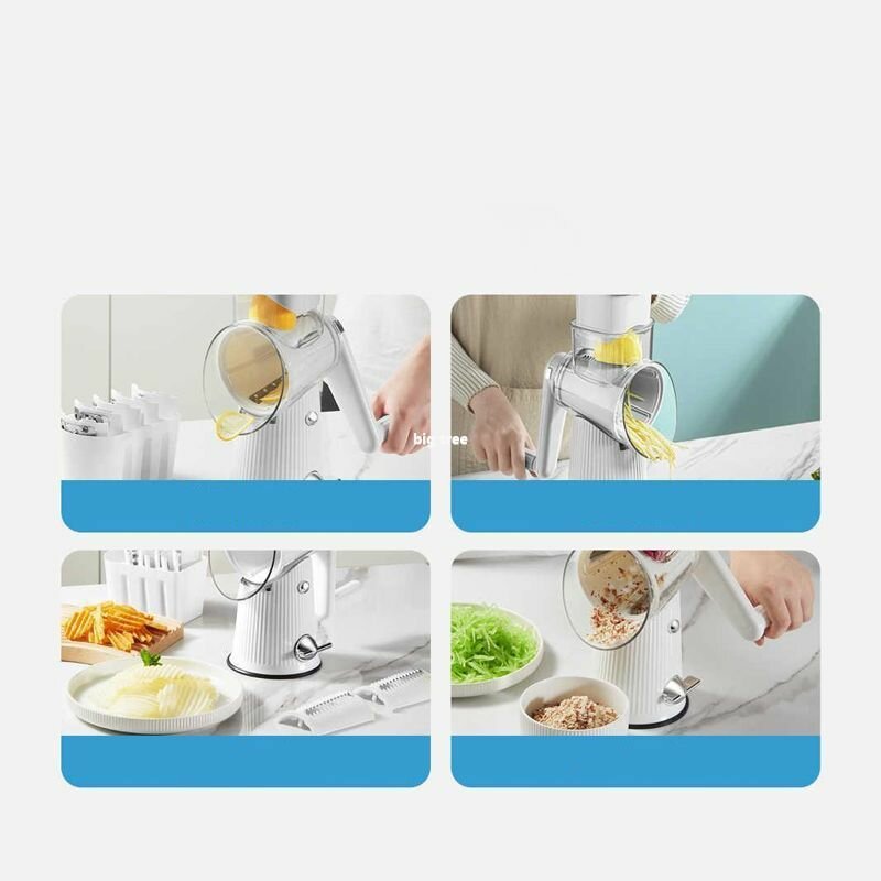 Тёрки И Механические Измельчители Xiaomi Многофункциональная овощерезка Xiaomi Mijia с 5 лезвиями для нарезки, шинковки и измельчения продуктов удобная и безопасная