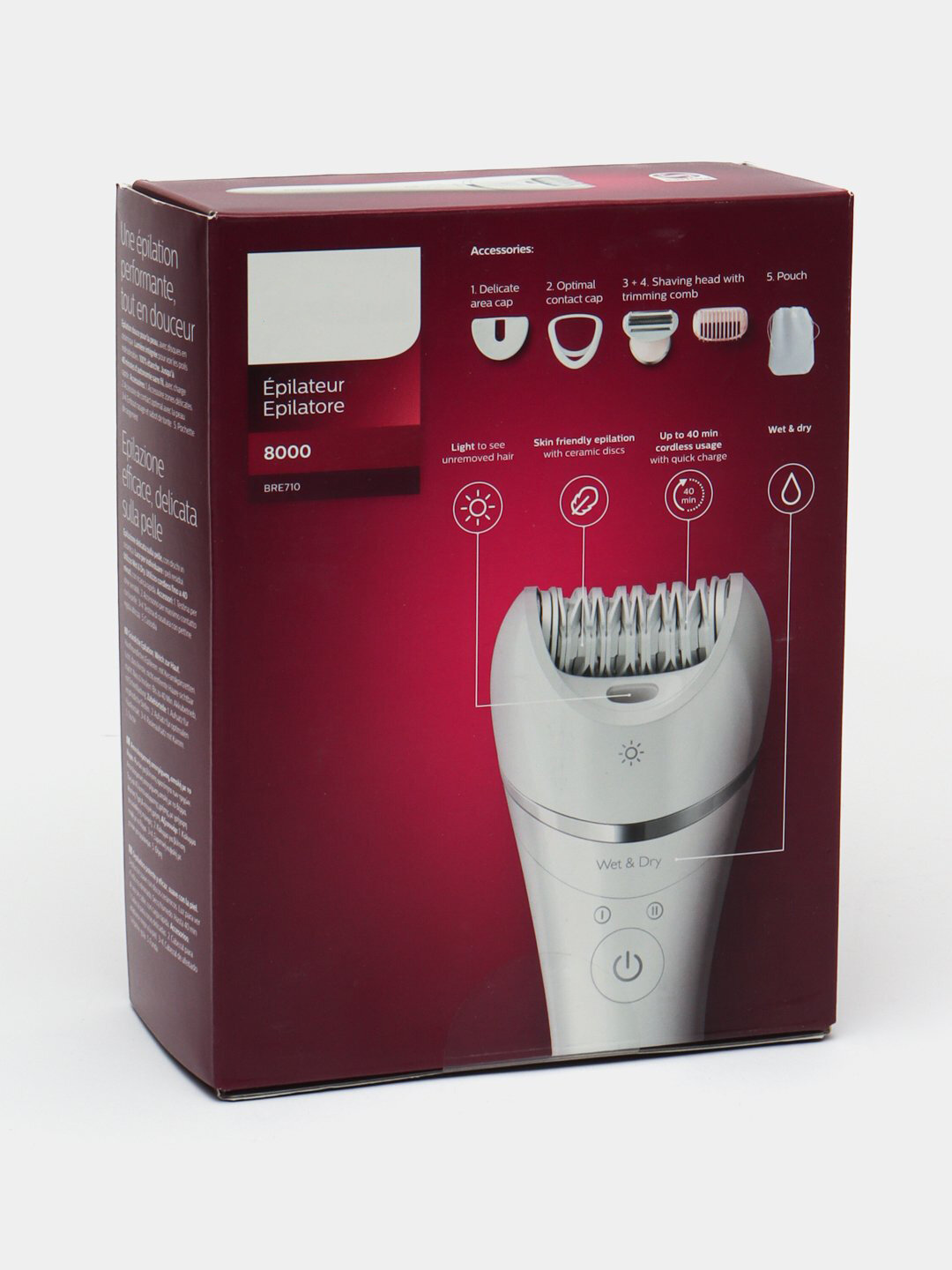 Эпилятор Philips BRE710, керамика, 2 скорости, питание от аккумулятора — фото 1