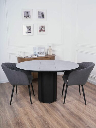 Изображение товара Стол кухонный раздвижной круглый Веста 100(130)х100см Будда3080ОпЧерная