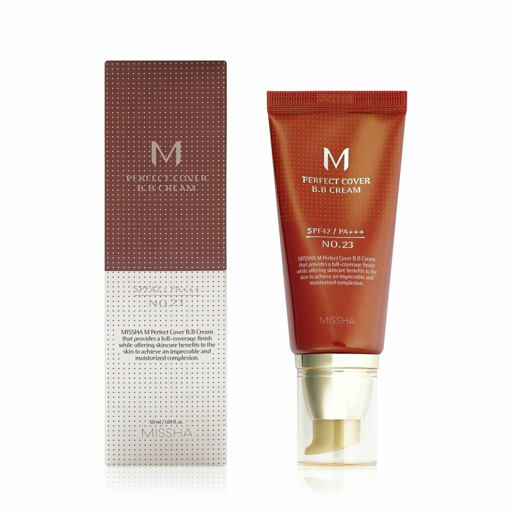 BB крем для лица Missha Perfect Cover "Идеальное покрытие" SPF 42/PA+++, Тон 23, 50 мл