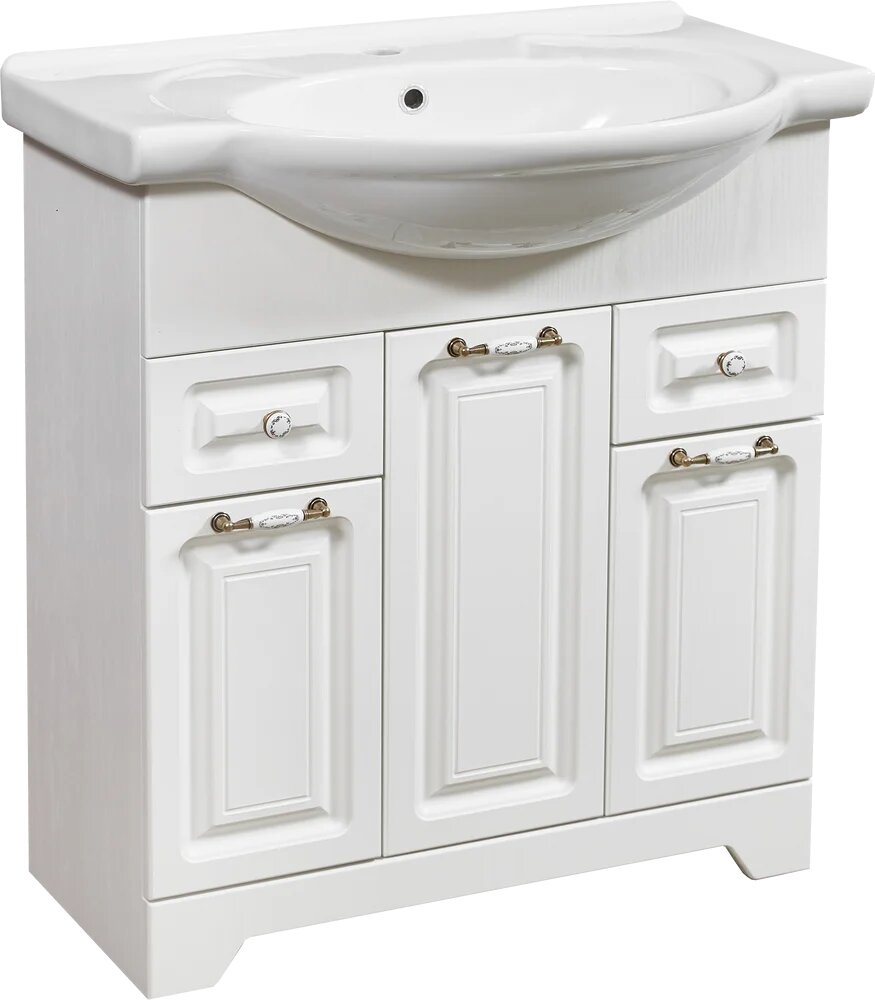 Тумба с раковиной Stella Polar Кармела 75 ольха белая