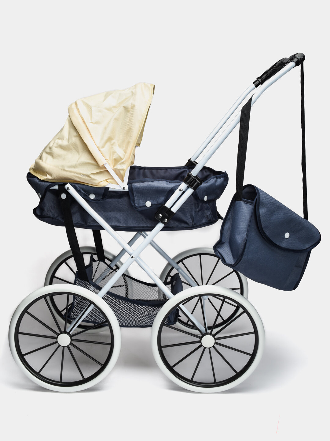 Кукольная коляска для девочек, игрушечная, сумка, корзина, металлический каркас — фото 1