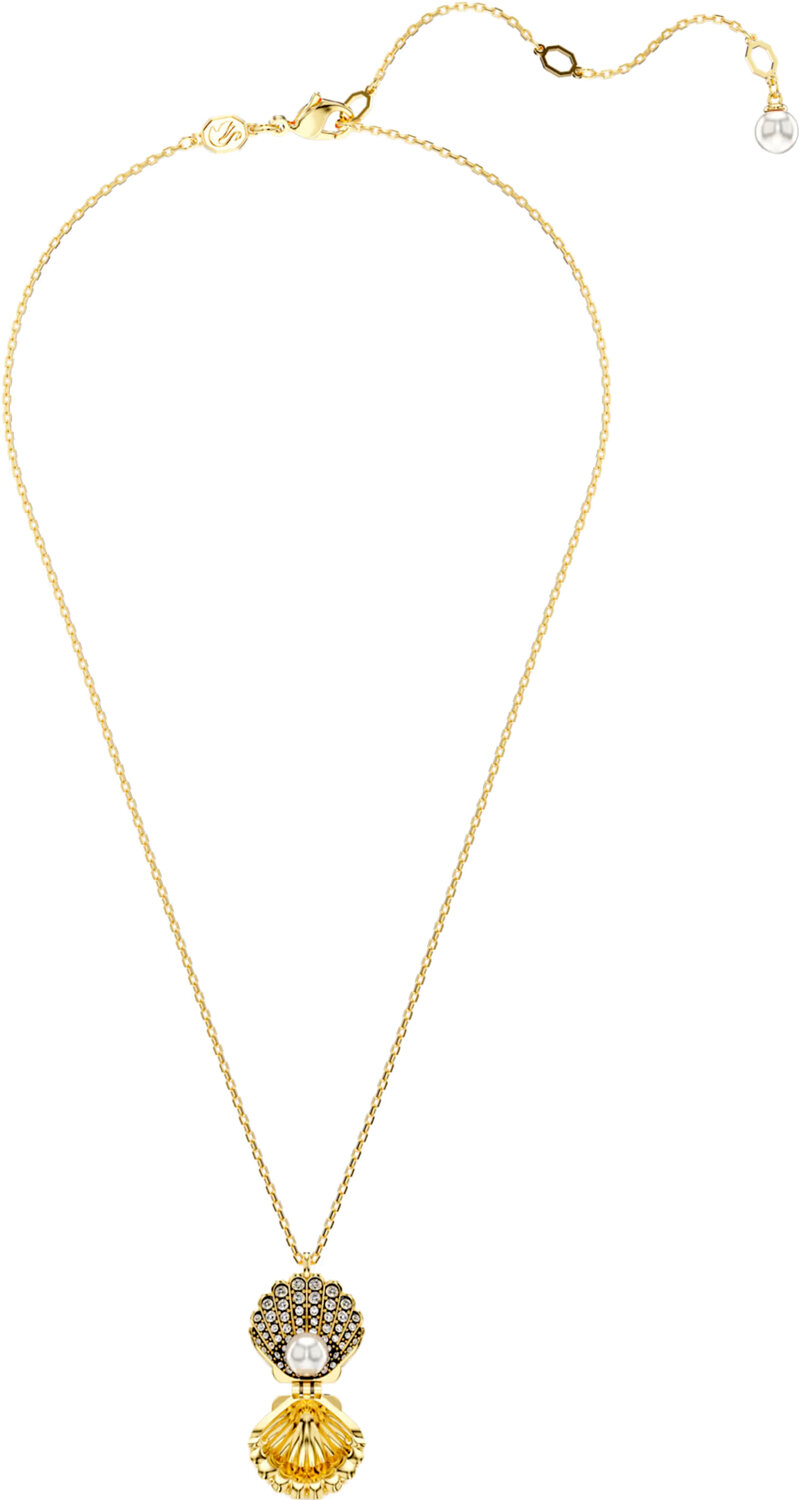 Колье SWAROVSKI, жемчуг Swarovski синтетический, кристаллы Swarovski, длина 45 см, бесцветный, золотой, черный, белый — фото 1