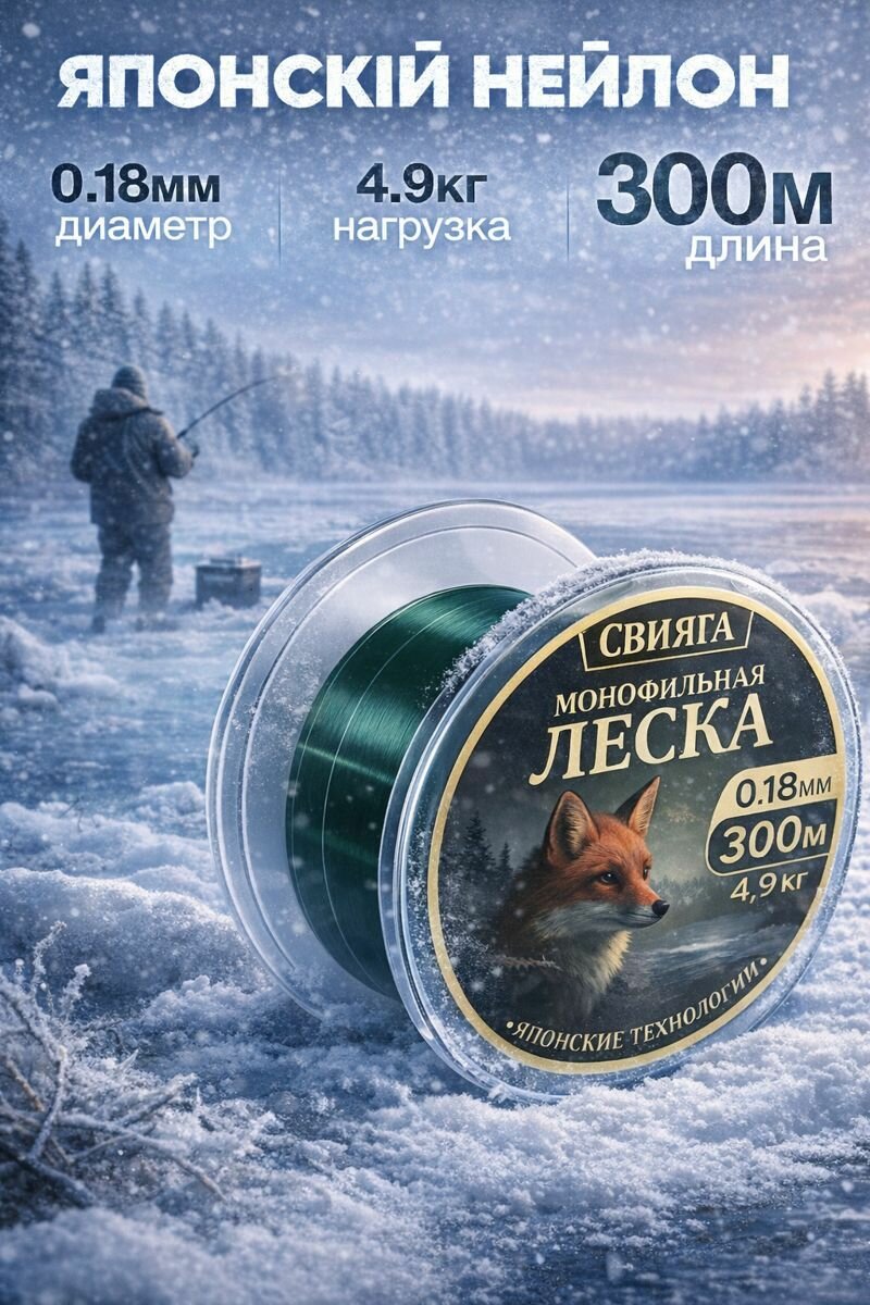 Леска для зимней рыбалки / Леска для рыбалки 300м