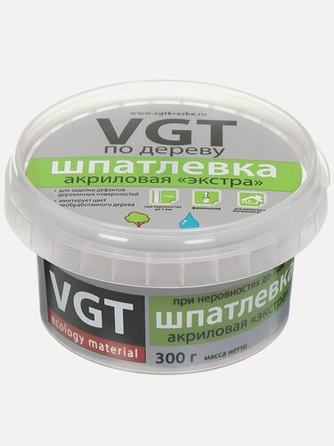 Изображение товара VGT, Шпатлевка по дереву влагостойкая, тонкодисперсная, финишная, сосна, 0.3 кг, Экстра