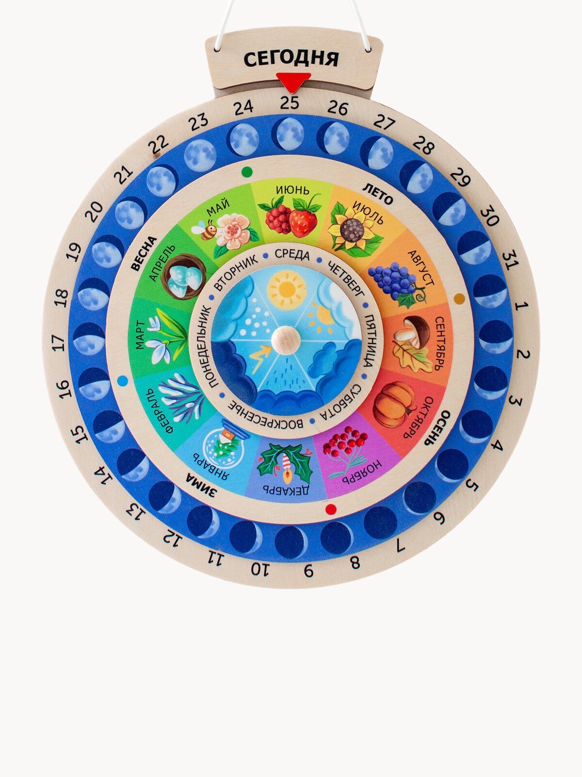 Вечный календарь Времена года Nobikum деревянный настенный для детей