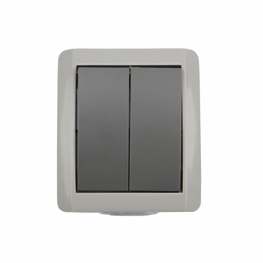 KR-78-0609 Kranz Выключатель двухклавишный INDUSTRIAL IP54, о/у, серый - фото №6