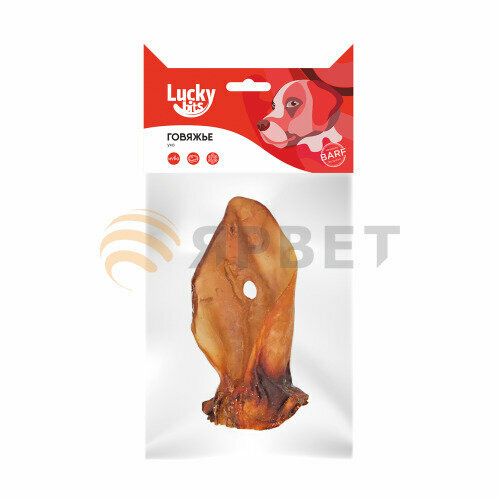 Лакомство для собак Lucky bits ухо говяжье целое, 50 гр. (Лаки битс)