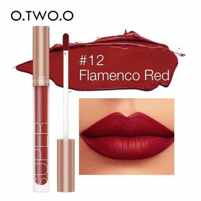O.TWO.O, Матовый блеск для губ O. TWO. O Honey Whisper, в оттенке Flamenco Red, 3 мл