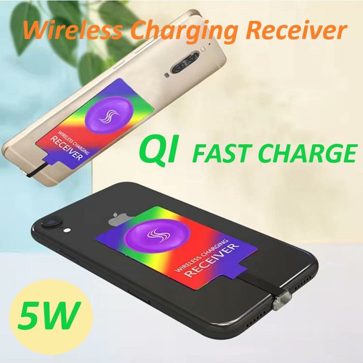 Qi 5W Быстрая беспроводная зарядка Приемник для Type C Micro USB iPhone Универсальные беспроводные зарядные устройства для Samsung Huawei Xiaomi One Plus