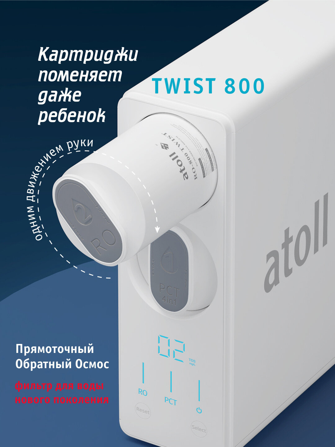 Набор картриджей для atoll TWIST 800 (префильтр c постфильтром х 2шт) — фото 1