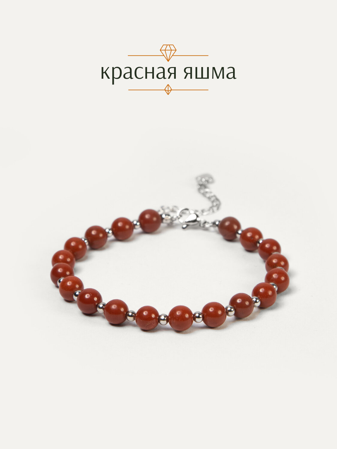 Браслет-нить BRANDLOVE, яшма, 1 шт., размер 17 см, красный