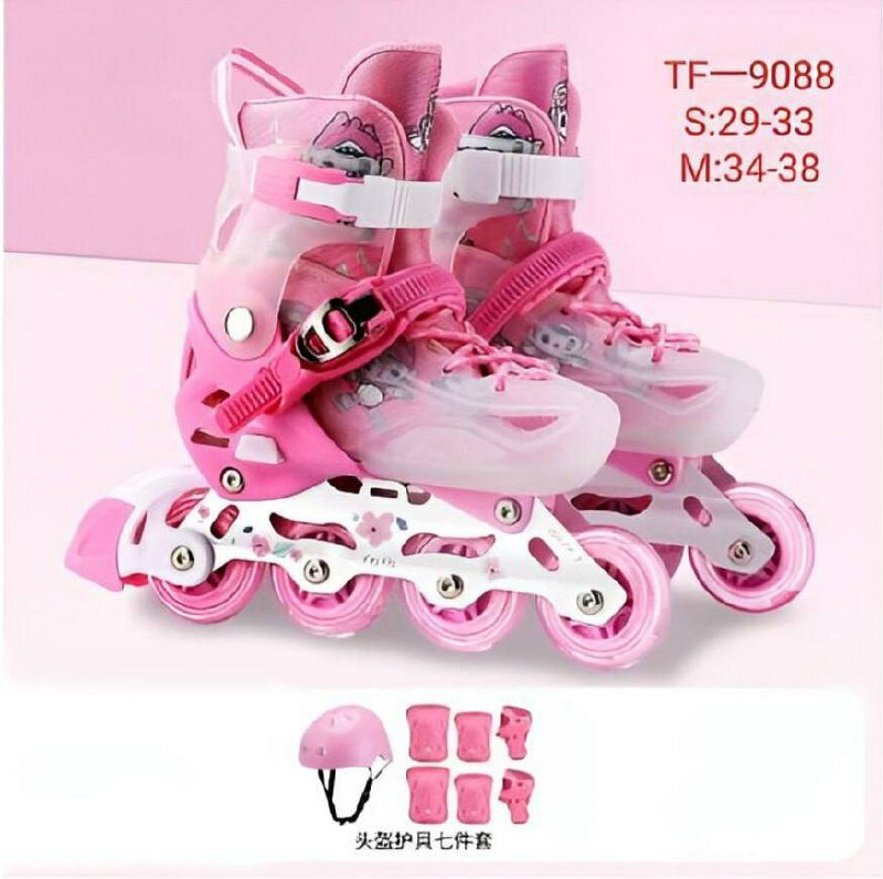 Роликовые коньки KLONKI, классические, 4 колеса, для мальчиков и девочек, размер M, розовый — фото 1